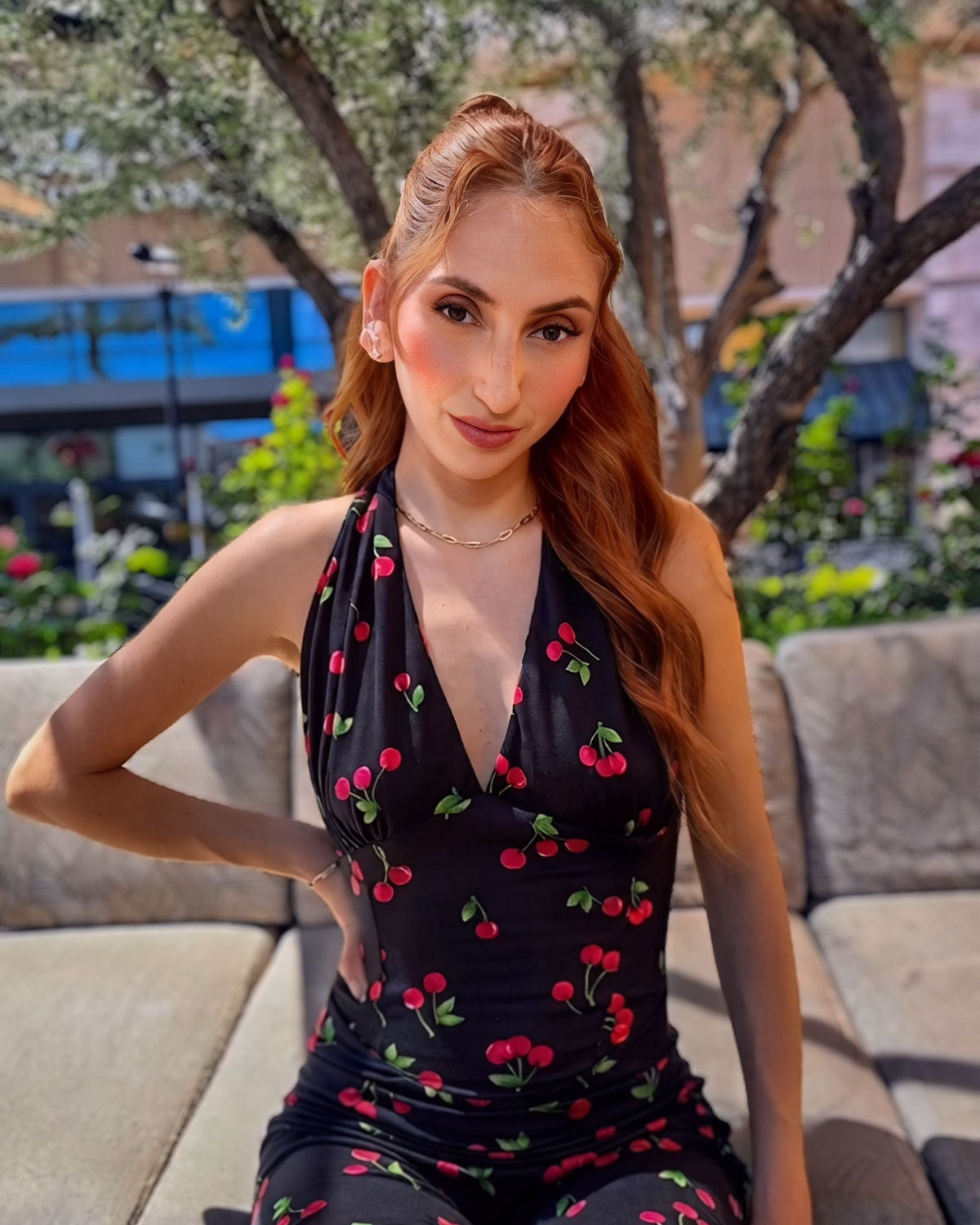 Aria Cherry Capri Jumpsuit